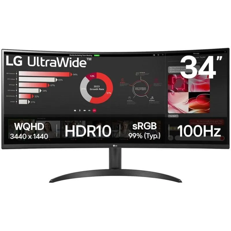 LG 34WR50QK-B 34" LED VA UltraWide QHD 100Hz FreeSync Curvo - immagine 1