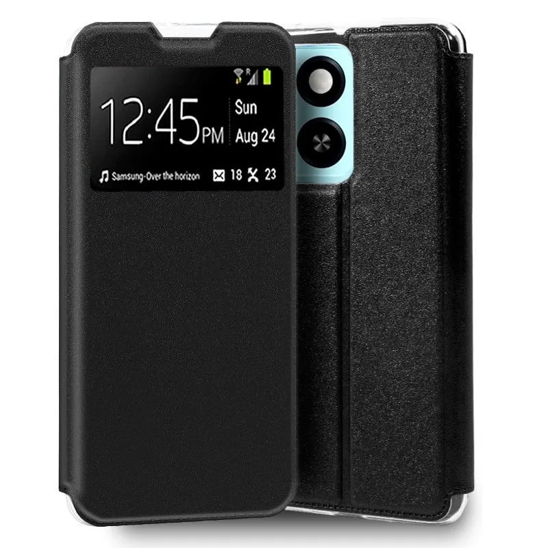 Custodia Flip Cover nera semplice e alla moda per ZTE Blade A55 / A35 - immagine 1