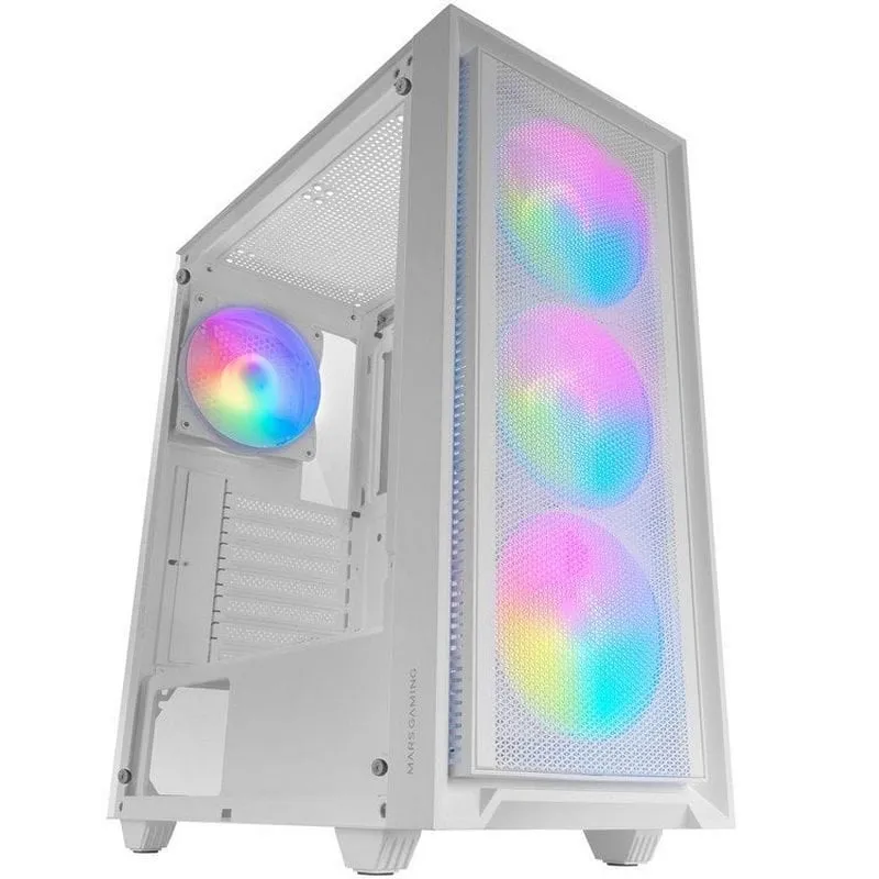 Mars Gaming MC-AIR ATX Custodia da gioco 4 ventole FRGB Vetro temperato frontale a rete da 12 cm Bianco - immagine 1