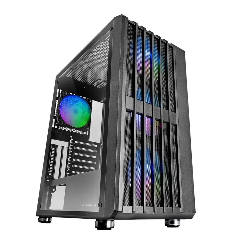Mars Gaming MC-VAULT Custodia da gioco ATX 4 ventole ARGB 12 cm Rete frontale in vetro temperato Nero - immagine 1