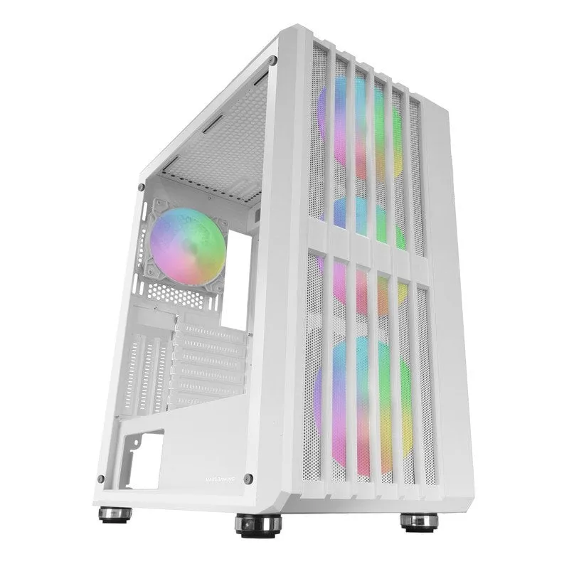 Mars Gaming MC-VAULT Custodia da gioco ATX 4 ventole ARGB 12 cm Rete frontale in vetro temperato Bianco - immagine 1