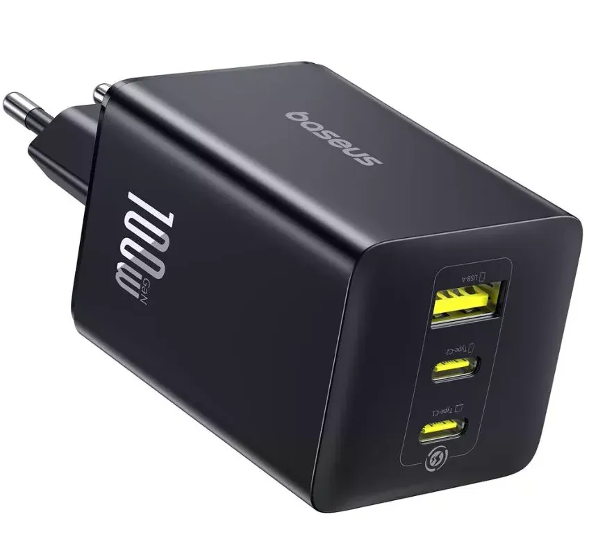 Caricabatterie Rete Baseus EnerFill FE11, 100W, 5A, 1 x USB-A - 2 x USB-C, Grigio P10182102123 - immagine 1