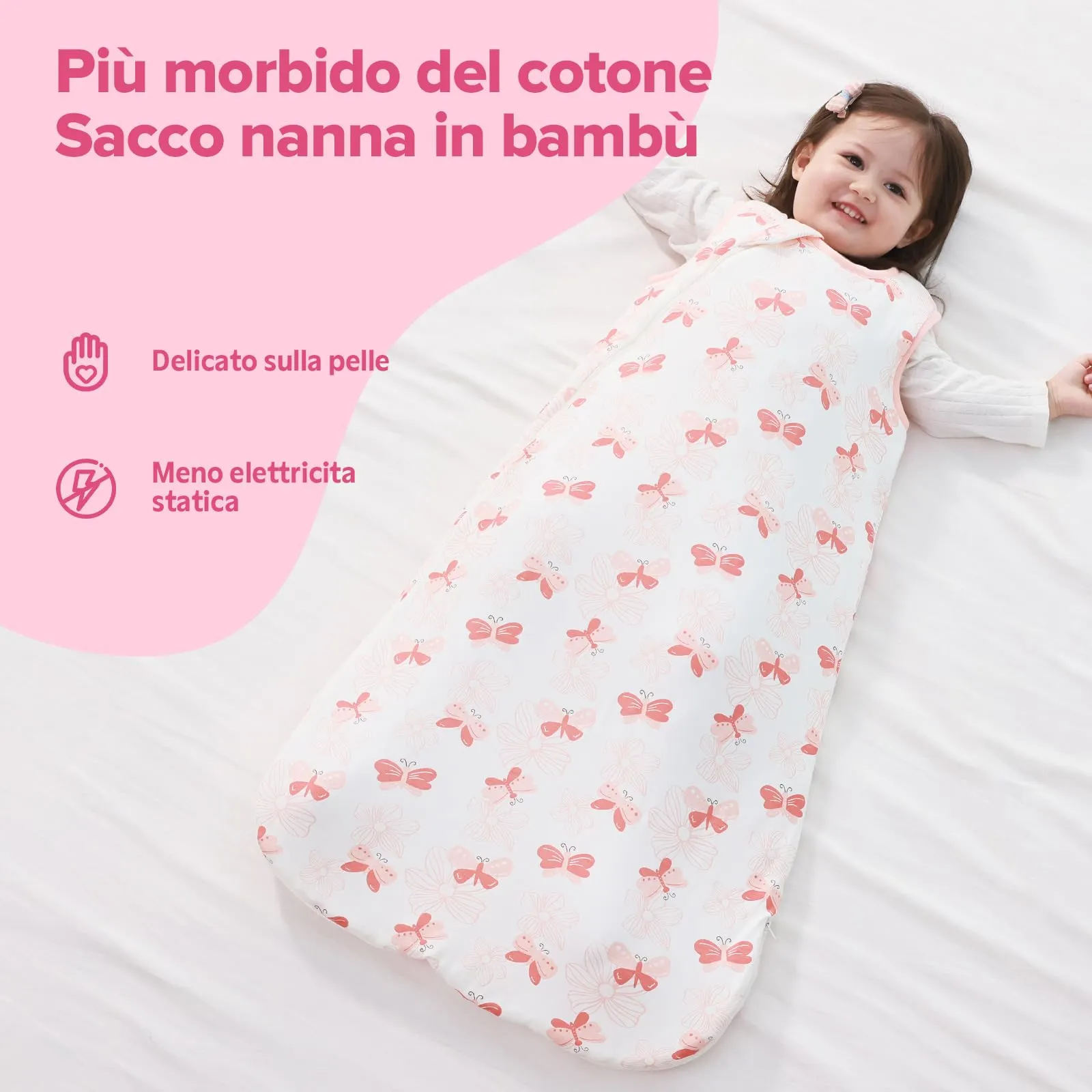 ToyaTec Sacco Nanna Bebé 2.5 Tog Super Morbido in Viscosa di Bambù, Sacco Nanna in Fibra di Bambù per Neonati, Coperta da Letto Autunno-Inverno - immagine 3