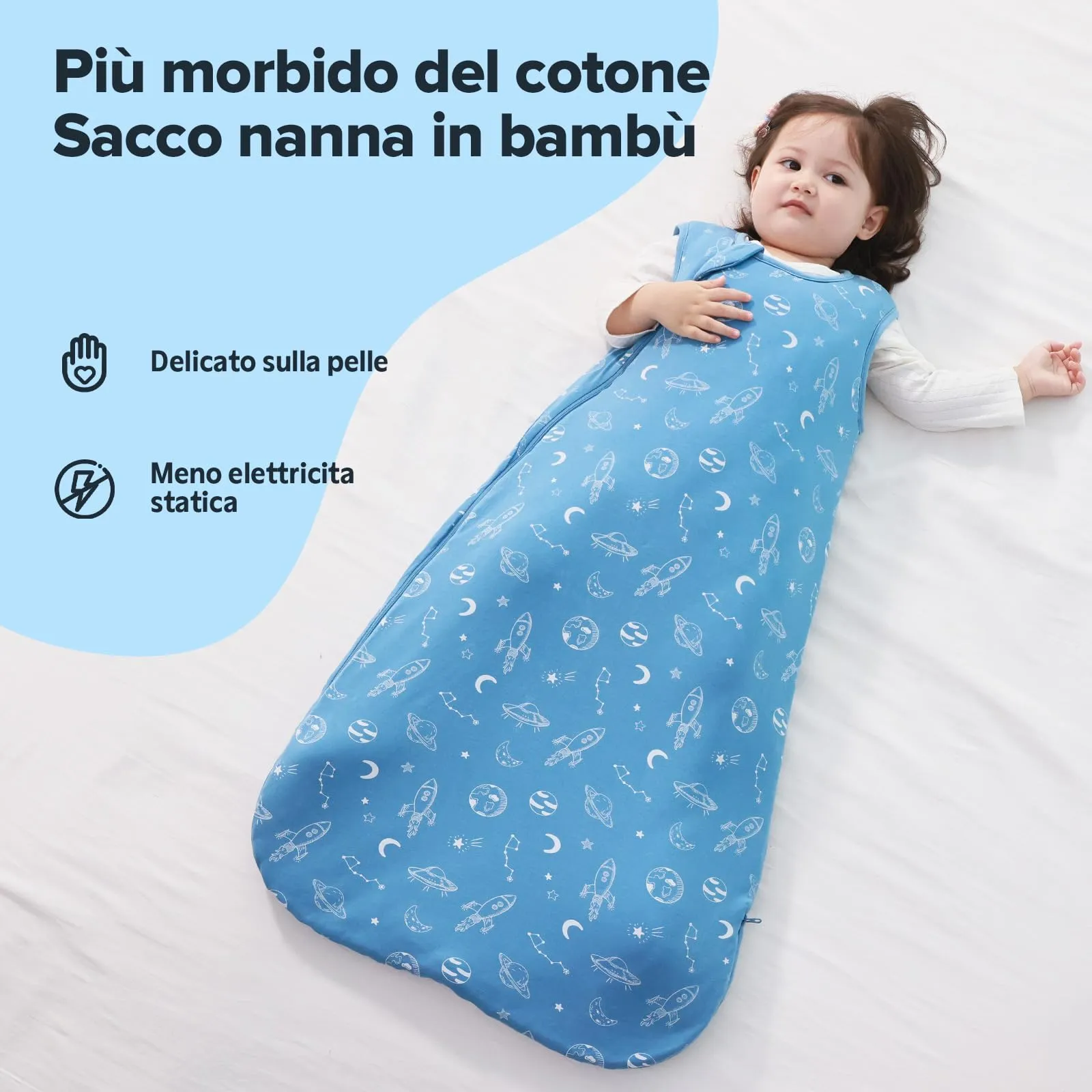 ToyaTec Sacco Nanna Bebé 2.5 Tog Super Morbido in Viscosa di Bambù, Sacco Nanna in Fibra di Bambù per Neonati, Coperta da Letto Autunno-Inverno - immagine 3