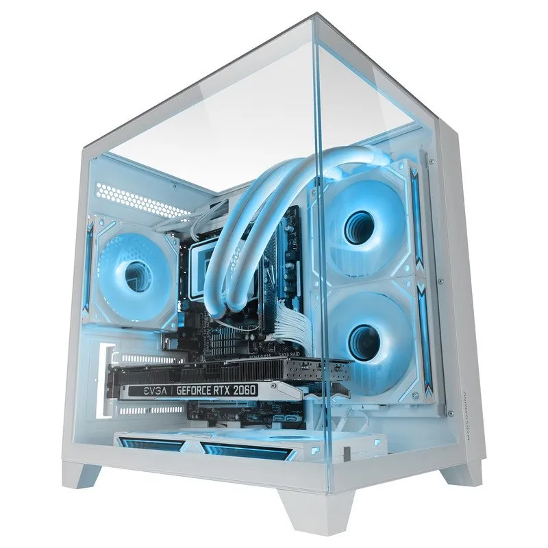 Custodia Mars Gaming Mc-3cm Microatx Vista 3D Triplo vetro temperato Doppia fotocamera laterale Bianca - immagine 1