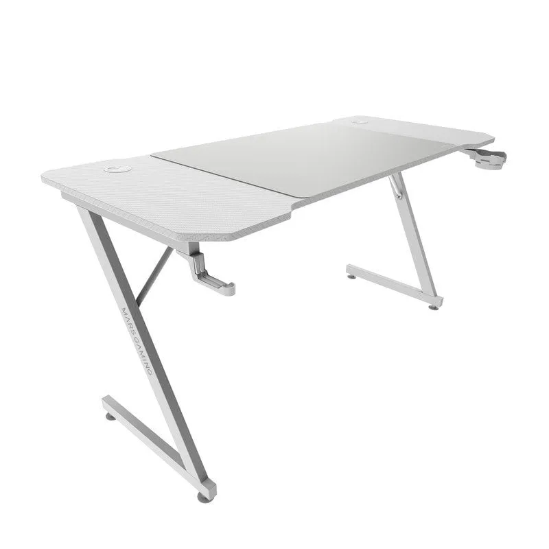 Mars Gaming MGD-X140 Tavolo Ergonomico XXL Tappetino per Mouse Cuffie e Porta Bevande 140x60cm Bianco - immagine 1