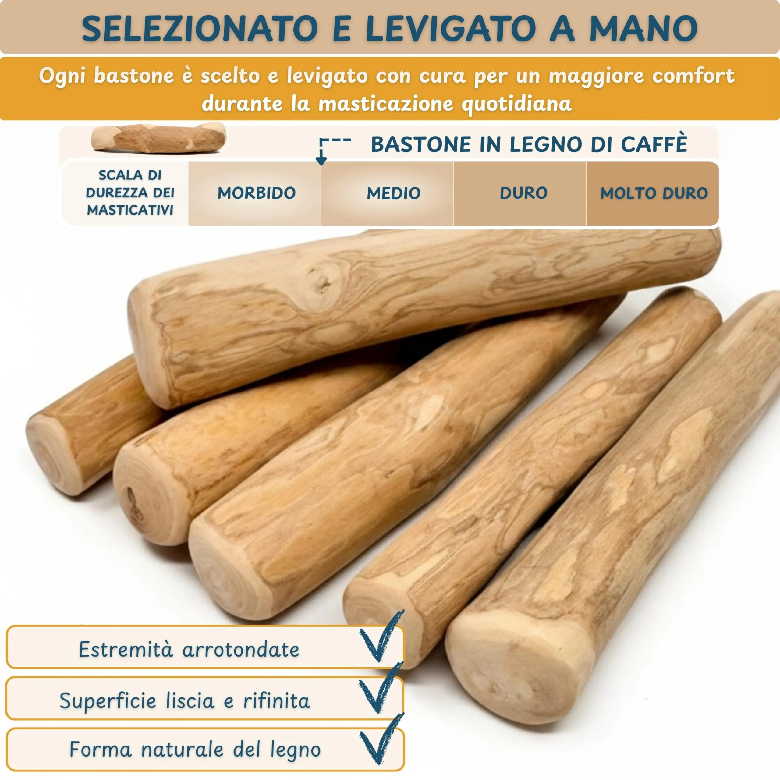 Wildeers Legno di Caffè per Cani, Resistente, Taglia M, 15-17 cm, 3 Pezzi - immagine 5
