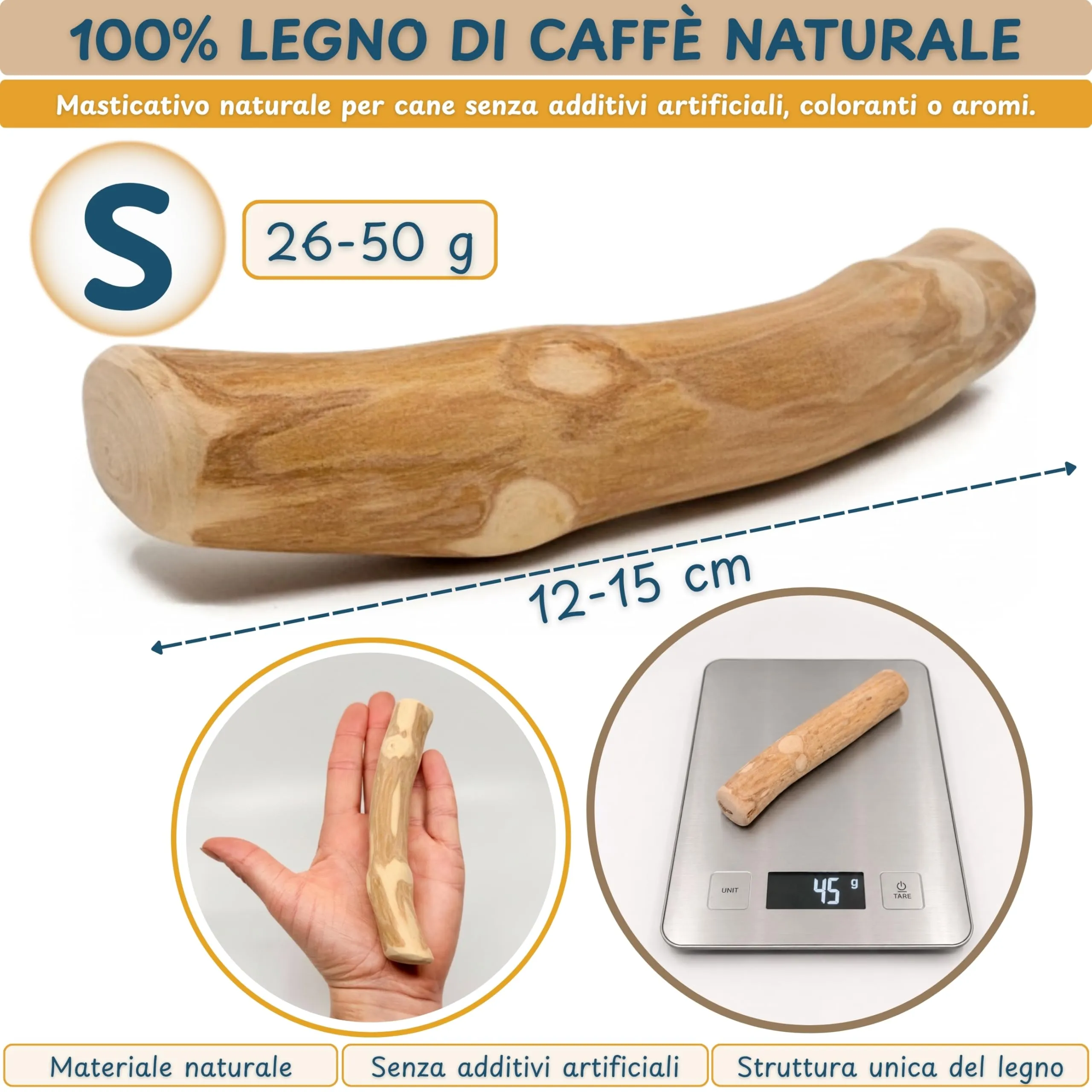 Wildeers Legno di Caffè per Cani, Resistente, Taglia S, 12-15 cm, 2 Pezzi - immagine 4