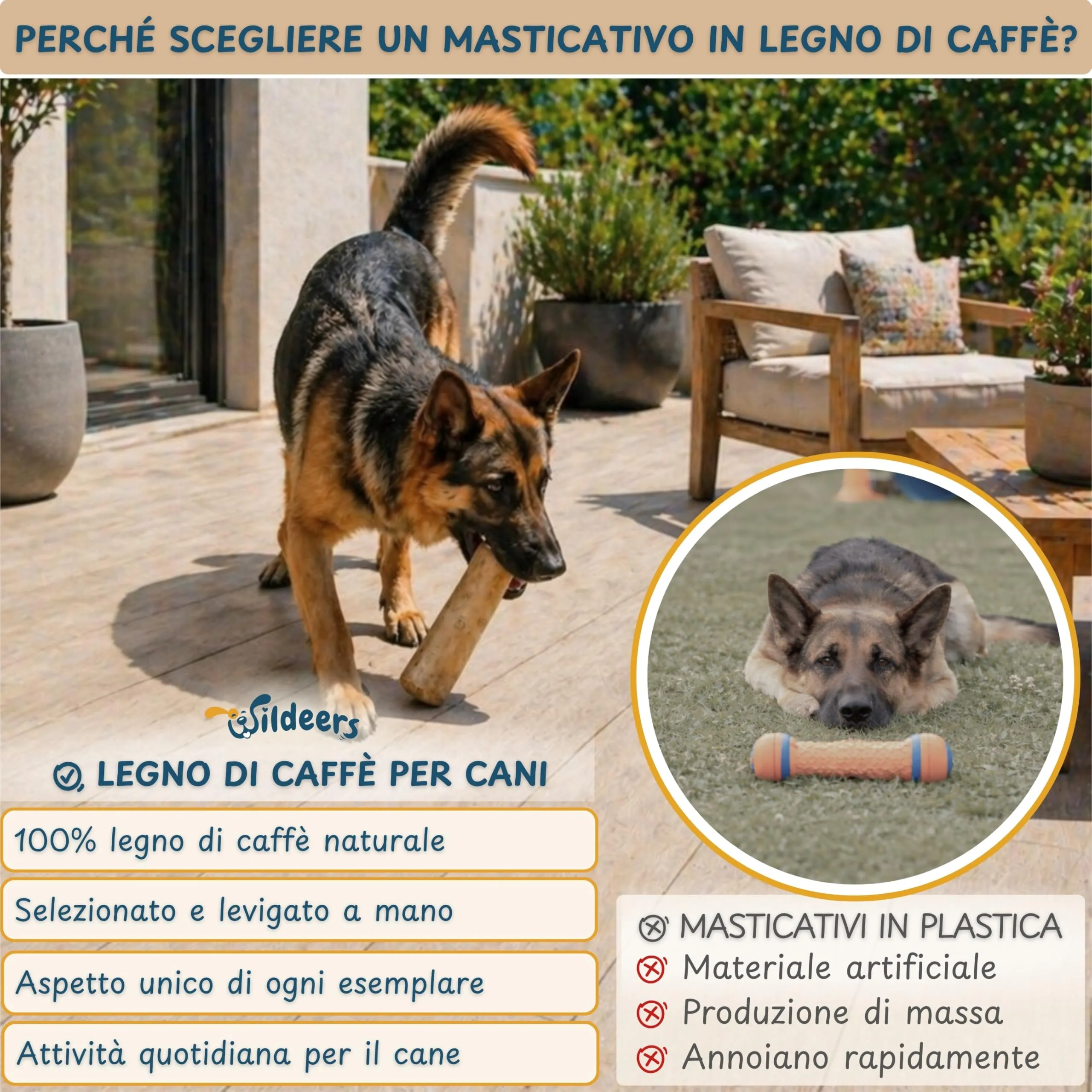 Wildeers Legno di Caffè per Cani, Resistente, Taglia XXL, 20-22 cm, 2 Pezzi - immagine 9