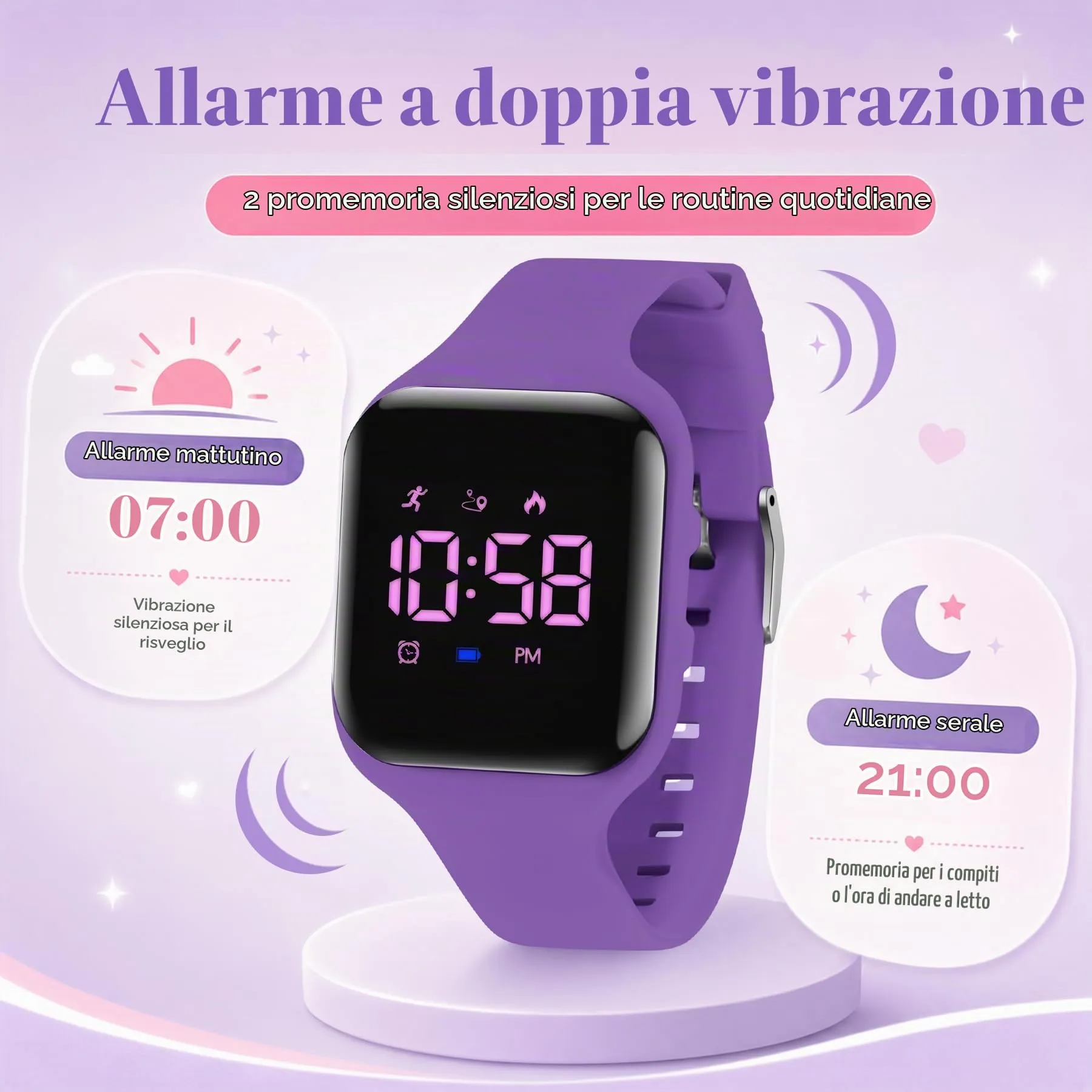 aswan watch Orologio Digitale Bambina Bambino con Contapassi,Calorie e Distanza senza App,Sveglia, Cronometro, Data, Luce-Orologio da polso Ragazza Ragazzo con Cinturino in Silicone - immagine 3