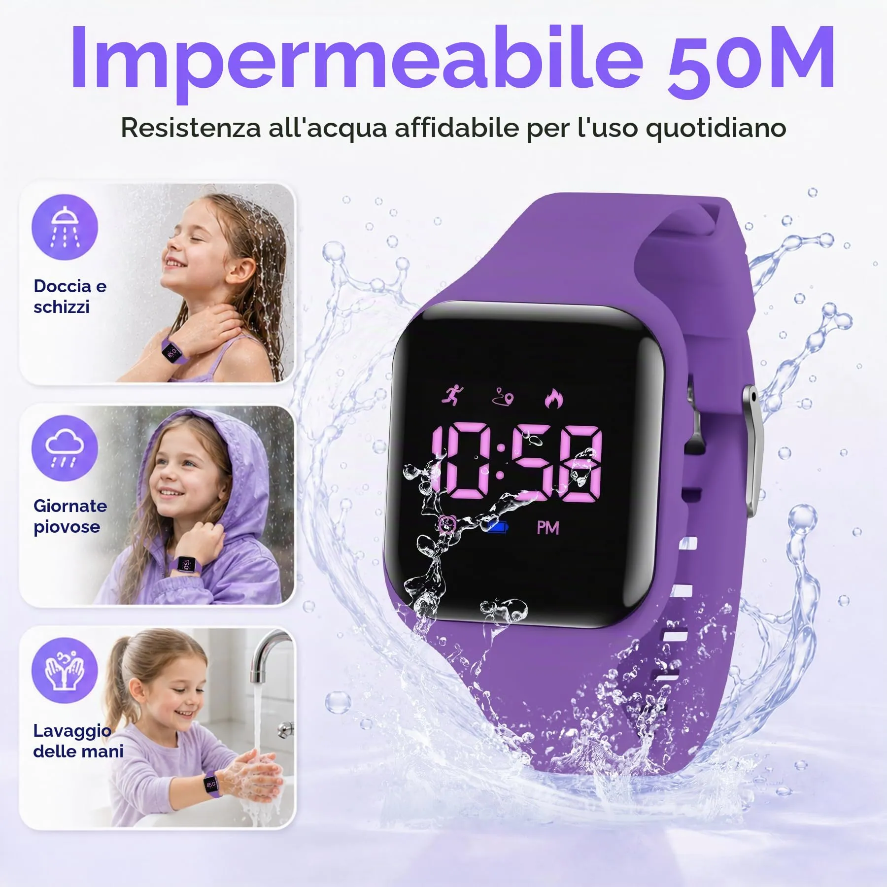 aswan watch Orologio Digitale Bambina Bambino con Contapassi,Calorie e Distanza senza App,Sveglia, Cronometro, Data, Luce-Orologio da polso Ragazza Ragazzo con Cinturino in Silicone - immagine 6