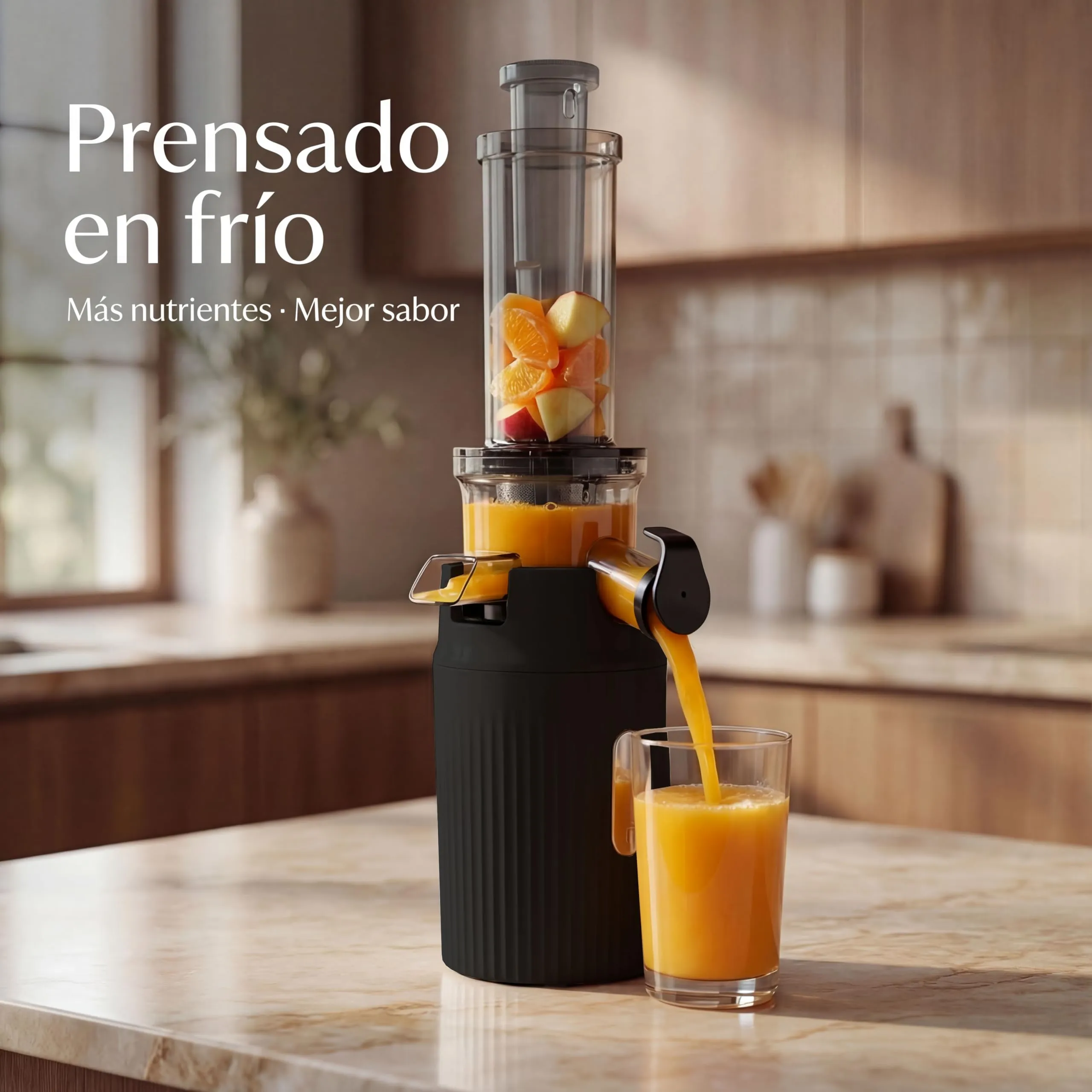 Zuminstant - Spremiagrumi elettrico compatto, spremuto a freddo, ricco di nutrienti, frullatore senza schiuma, salvaspazio, elegante e versatile, per frutta e verdura fresche, 100 W, nero - immagine 2