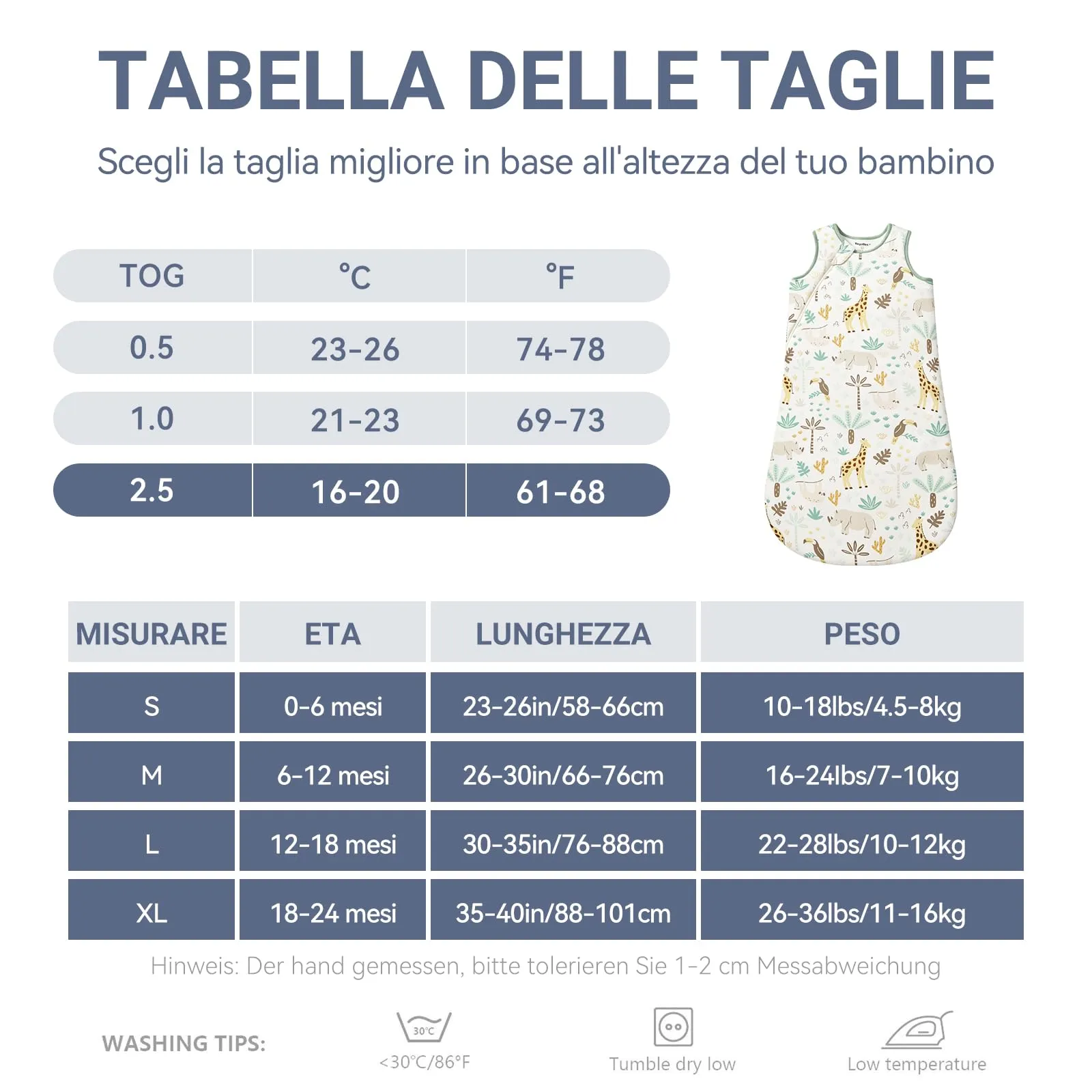 ToyaTec Sacco Nanna Bebé 2.5 Tog Super Morbido in Viscosa di Bambù, Sacco Nanna in Fibra di Bambù per Neonati, Coperta da Letto Autunno-Inverno - immagine 5