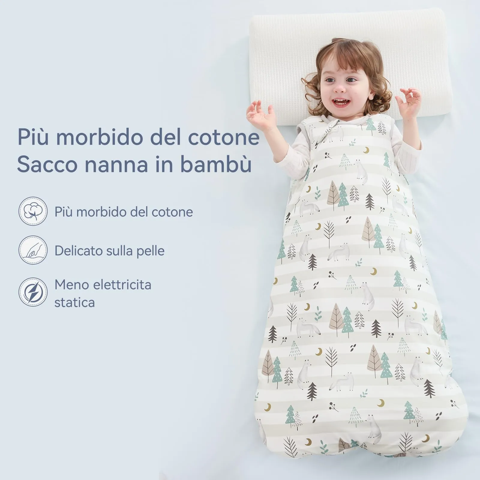 ToyaTec Sacco Nanna Bebé 2.5 Tog Super Morbido in Viscosa di Bambù, Sacco Nanna in Fibra di Bambù per Neonati, Coperta da Letto Autunno-Inverno - immagine 3
