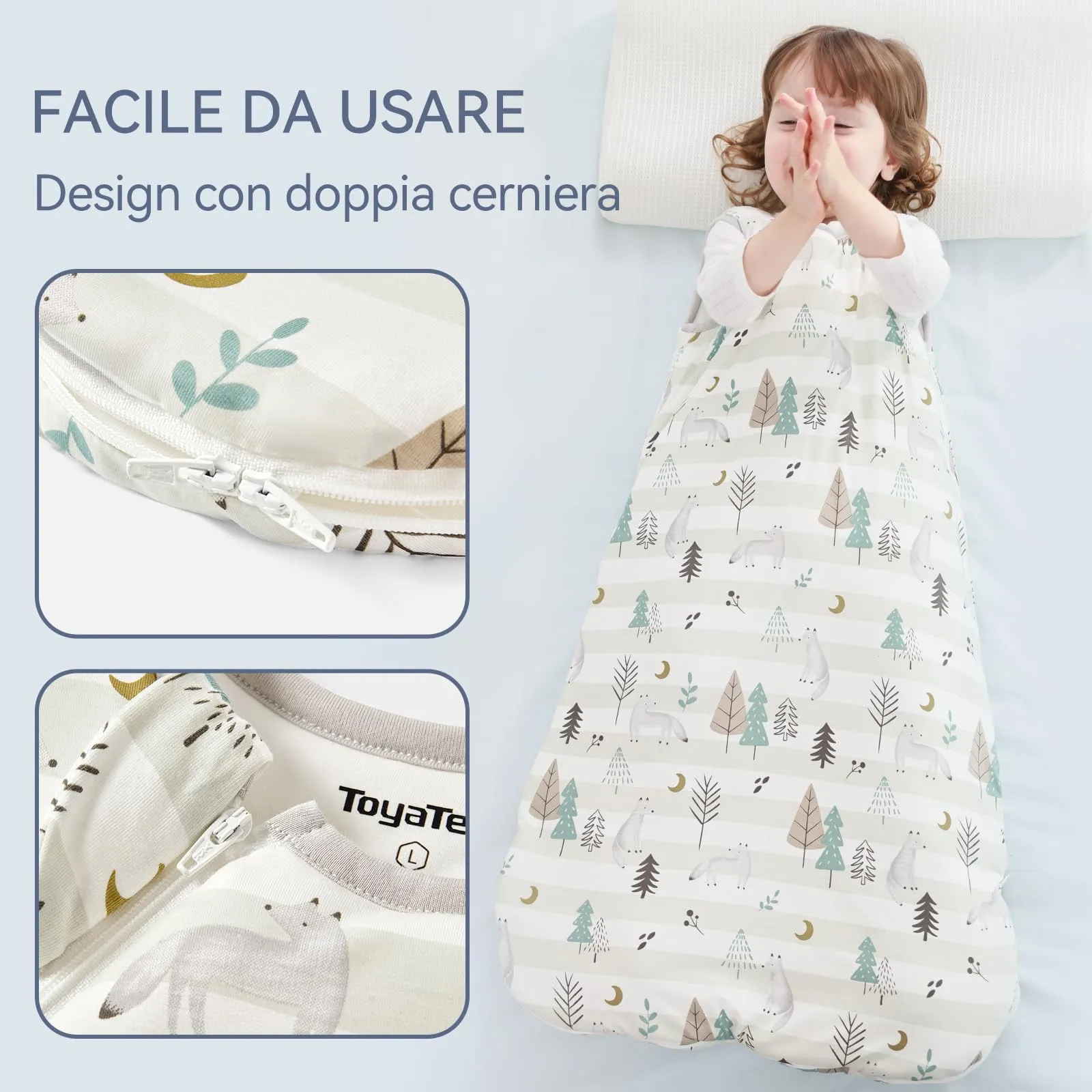 ToyaTec Sacco Nanna Bebé 2.5 Tog Super Morbido in Viscosa di Bambù, Sacco Nanna in Fibra di Bambù per Neonati, Coperta da Letto Autunno-Inverno - immagine 7