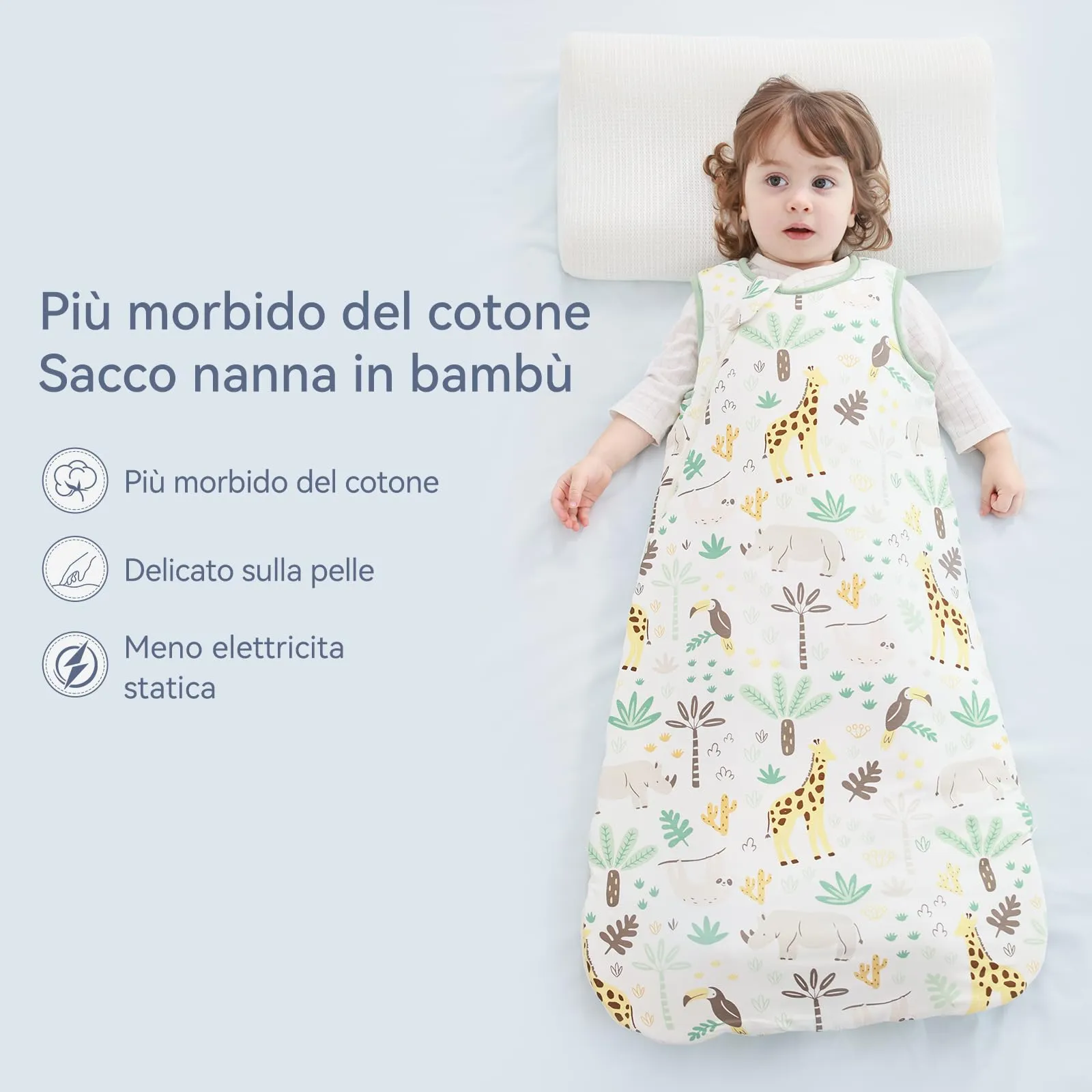 ToyaTec Sacco Nanna Bebé 2.5 Tog Super Morbido in Viscosa di Bambù, Sacco Nanna in Fibra di Bambù per Neonati, Coperta da Letto Autunno-Inverno - immagine 3