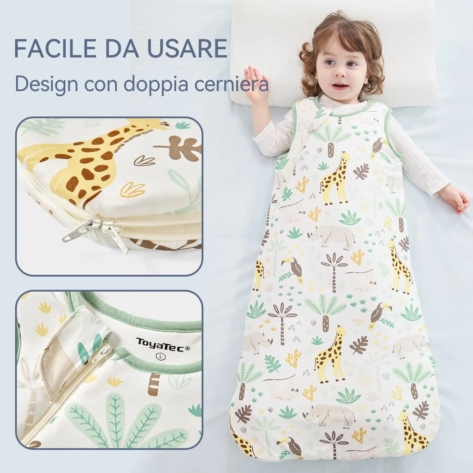 ToyaTec Sacco Nanna Bebé 2.5 Tog Super Morbido in Viscosa di Bambù, Sacco Nanna in Fibra di Bambù per Neonati, Coperta da Letto Autunno-Inverno - immagine 7