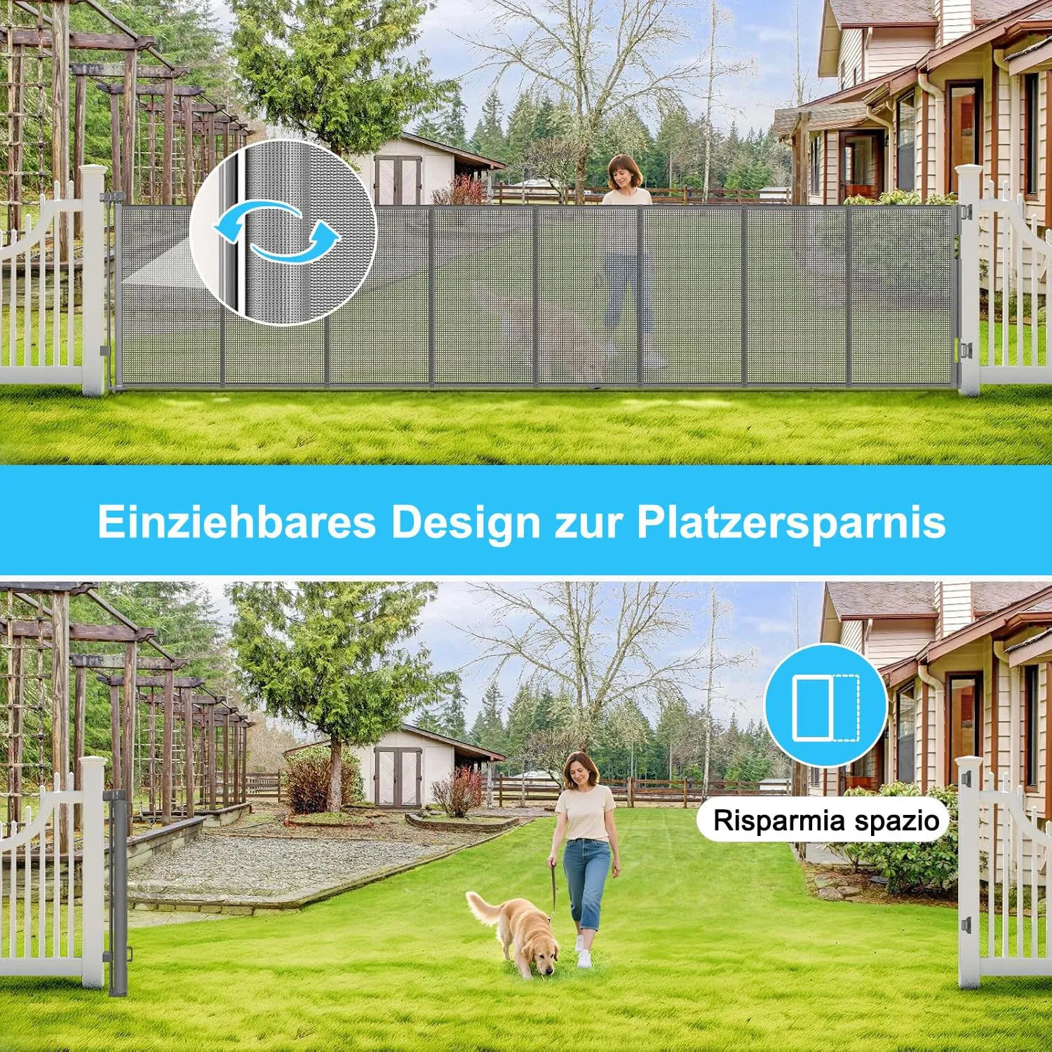Cancello di sicurezza retrattile extra-largo, 700 cm Porta retrattile e cancellino per bambini e animali domestici, barriera per bambini estensibile, adatto per Scale Interni Esterni Corrido - immagine 5