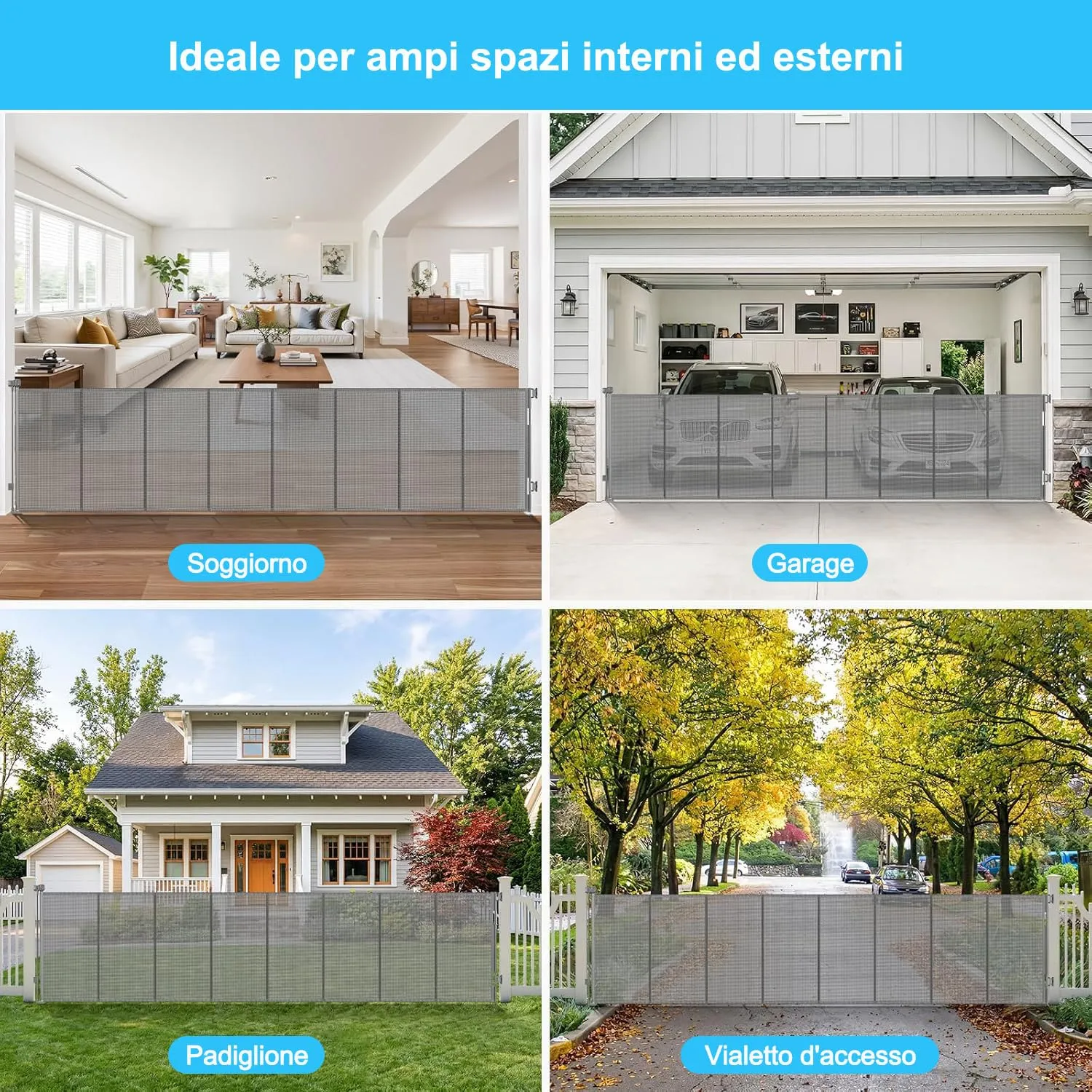 Cancello di sicurezza retrattile extra-largo, 700 cm Porta retrattile e cancellino per bambini e animali domestici, barriera per bambini estensibile, adatto per Scale Interni Esterni Corrido - immagine 7