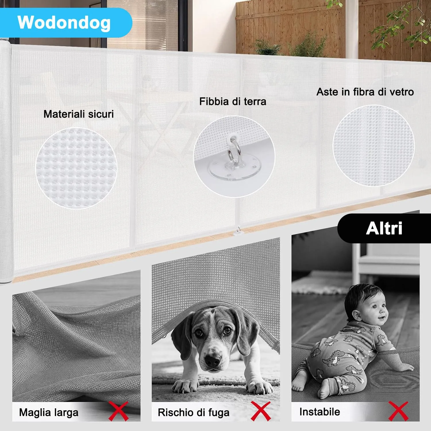 Cancello di sicurezza retrattile extra-largo, 700 cm Porta retrattile e cancellino per bambini e animali domestici, barriera per bambini estensibile, adatto per Scale Interni Esterni Corrido - immagine 3