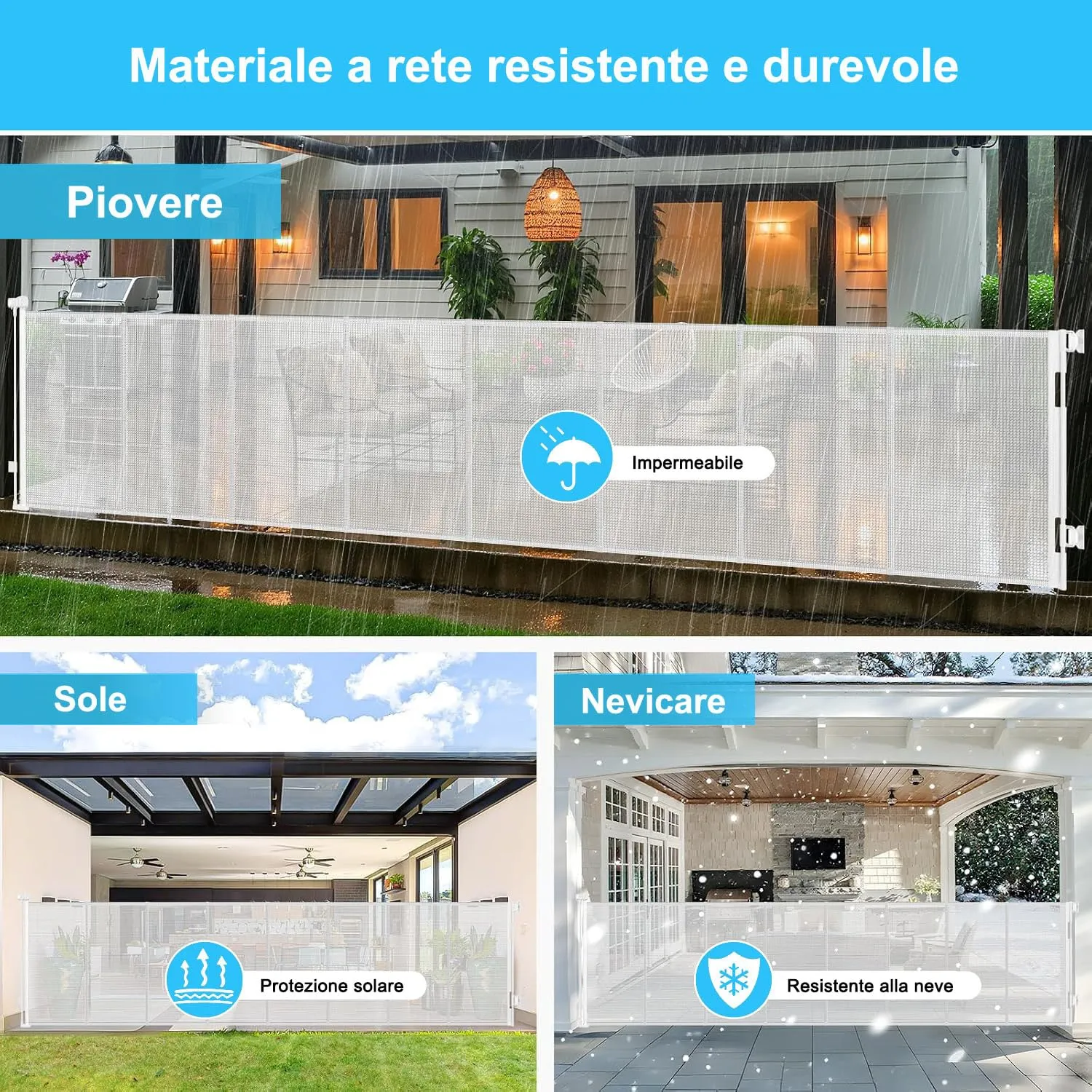 Cancello di sicurezza retrattile extra-largo, 700 cm Porta retrattile e cancellino per bambini e animali domestici, barriera per bambini estensibile, adatto per Scale Interni Esterni Corrido - immagine 4