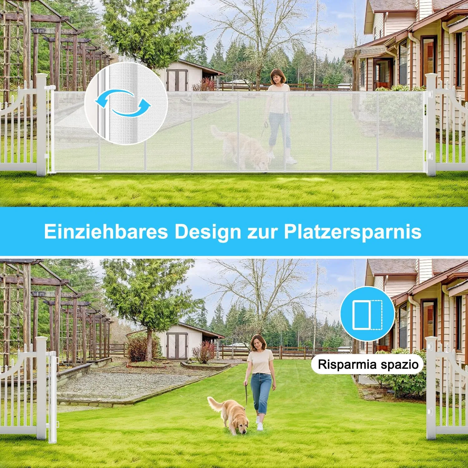 Cancello di sicurezza retrattile extra-largo, 700 cm Porta retrattile e cancellino per bambini e animali domestici, barriera per bambini estensibile, adatto per Scale Interni Esterni Corrido - immagine 5