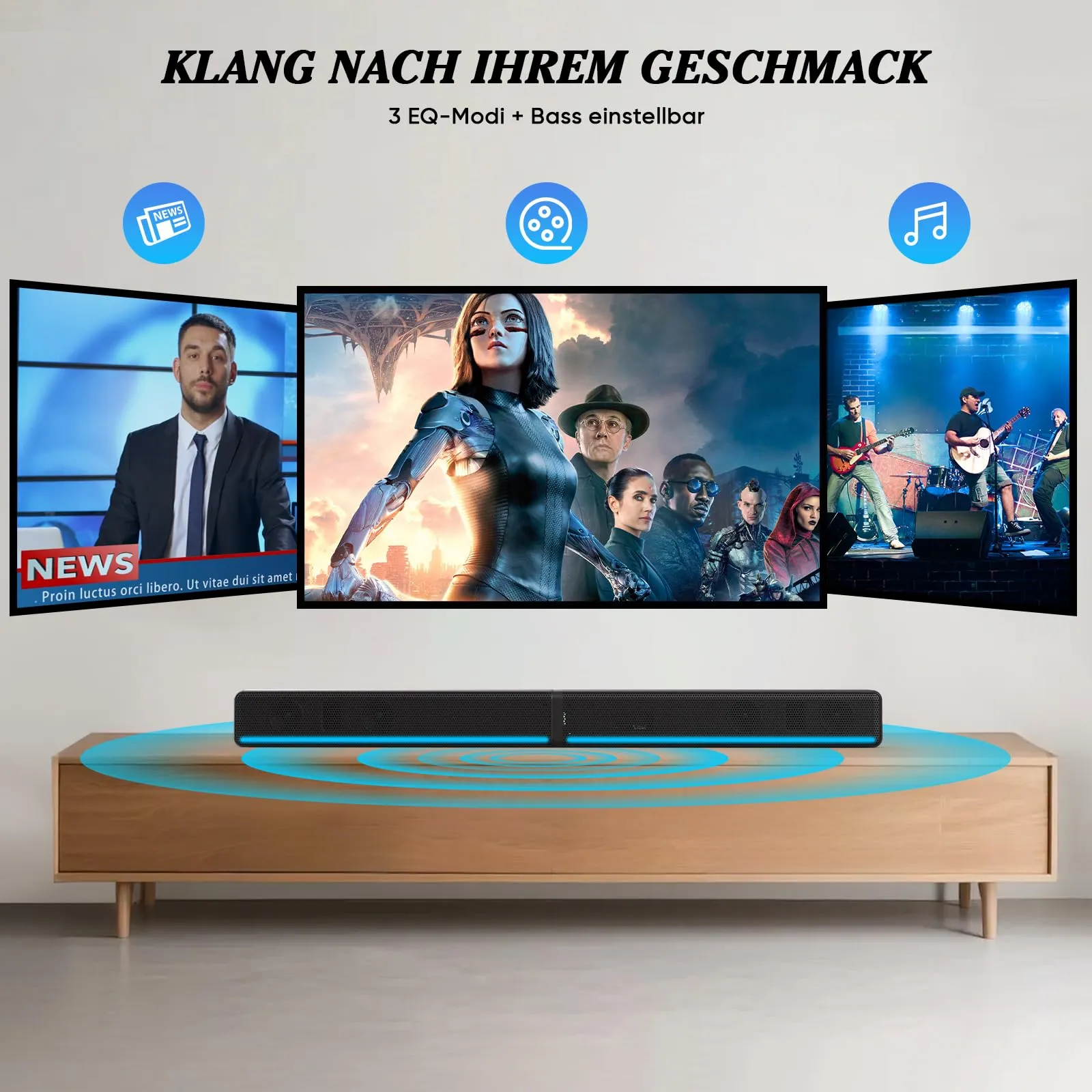 Wlep Soundbar per TV con RGB e subwoofer integrato, 2.2 canali - immagine 6