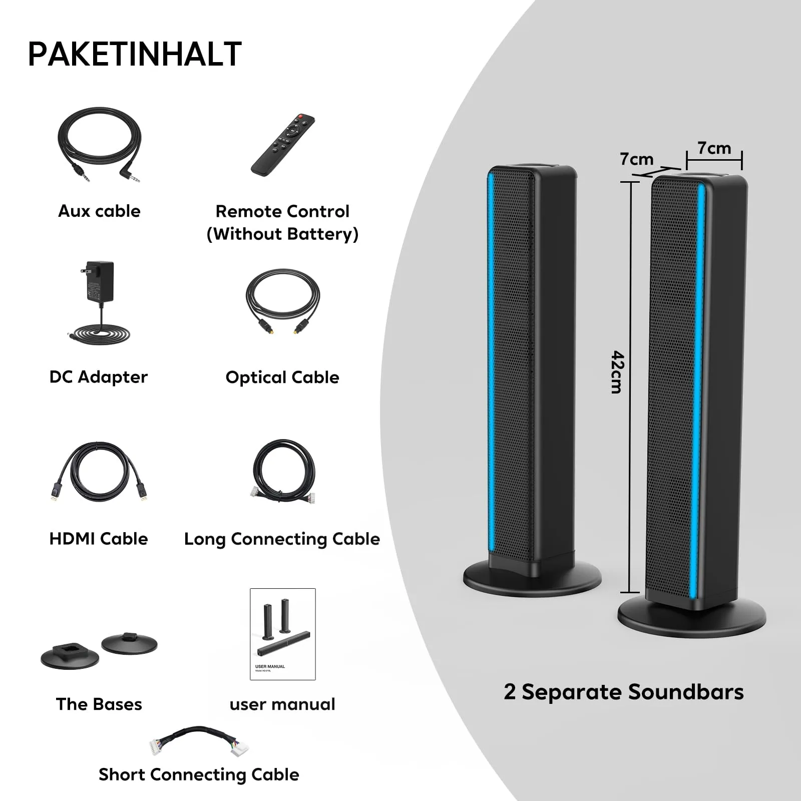 Wlep Soundbar per TV con RGB e subwoofer integrato, 2.2 canali - immagine 7