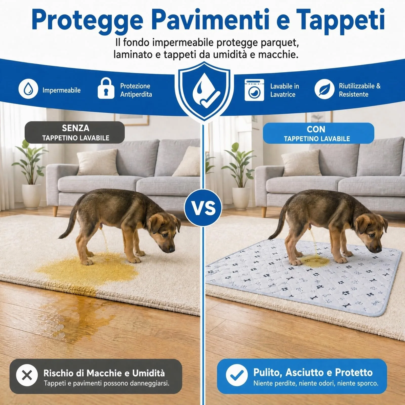 Traversine Lavabili per Cani, 2 Pezzi 60x90 cm Assorbente e Riutilizzabili - immagine 4
