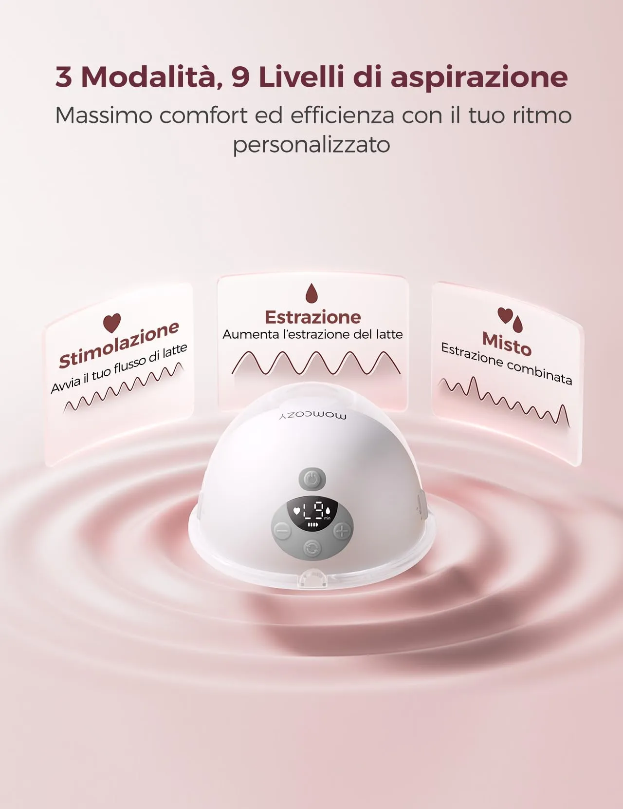 Momcozy M5 Smart Tiralatte Elettrico Indossabile con App Mani Libere 1Pezzo - immagine 5
