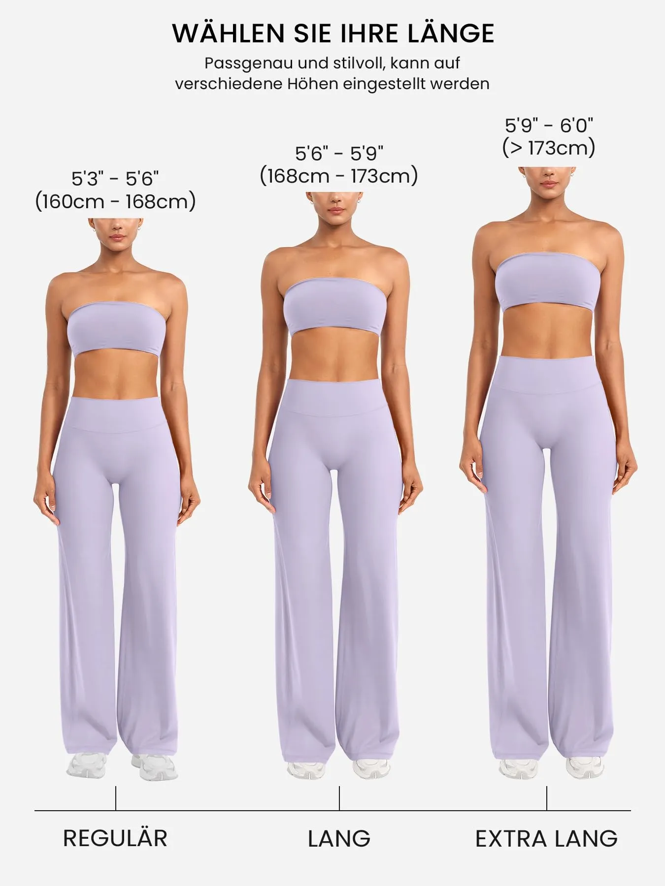 ZAAYO Leggings da donna dritti senza cuciture, a vita alta, svasati, per yoga, sport, yoga, palestra, yoga, pantaloni svasati, regolare/lunghi/extra lunghi, viola chiaro, L/largo - immagine 4