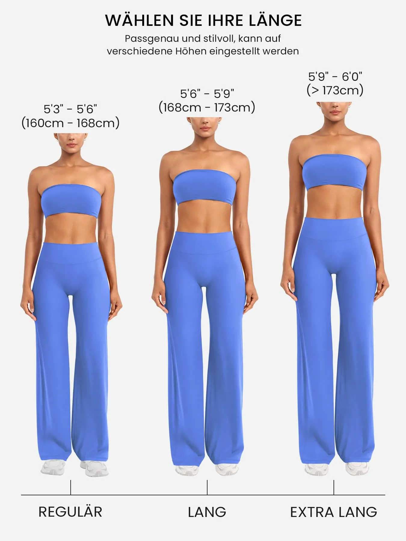 ZAAYO Leggings dritti da donna, senza cuciture, svasati, per yoga, palestra, Blu, S (lungo) - immagine 3