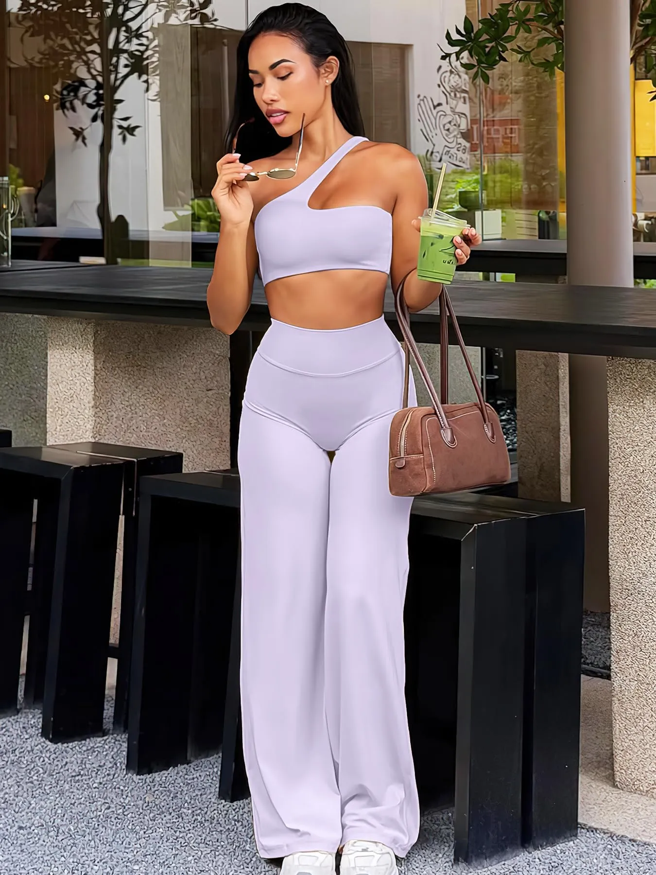 ZAAYO Leggings dritti senza cuciture da donna a vita alta leggings svasati pantaloni da yoga leggings sportivi da yoga leggings da donna pantaloni da yoga da palestra pantaloni svasati regolari/lunghi - immagine 3
