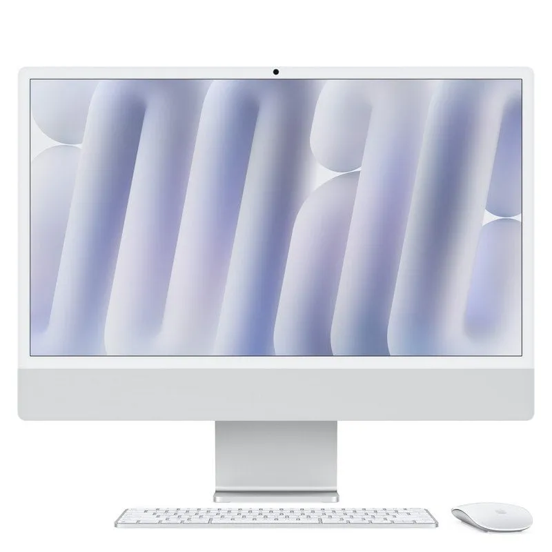 iMac da 24 pollici con display Retina 4,5K, vetro con nanotexture: chip Apple M4 con CPU a 10 core e GPU a 10 core, SSD da 256 GB, 16 GB - Argento - immagine 1