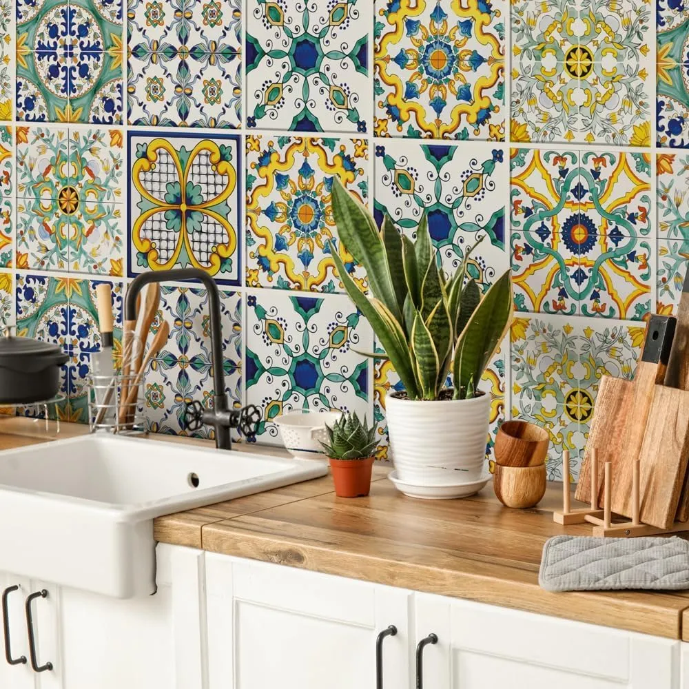 RE-COVERTILES Adesivi Piastrelle Cucina Bagno in PVC 10 Pz 20x20 cm PS00078 2 unità - immagine 1