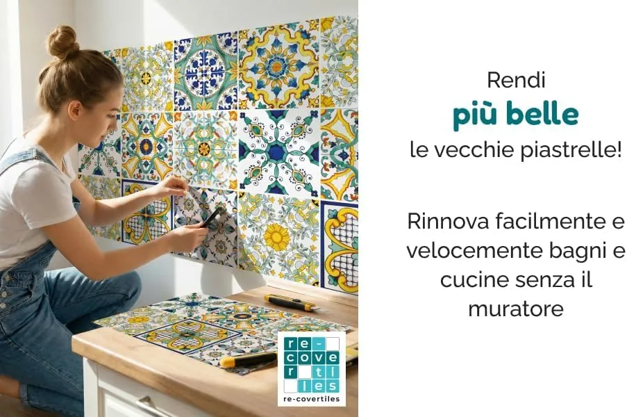 RE-COVERTILES Adesivi Piastrelle Cucina Bagno in PVC 10 Pz 20x20 cm PS00078 2 unità - immagine 4
