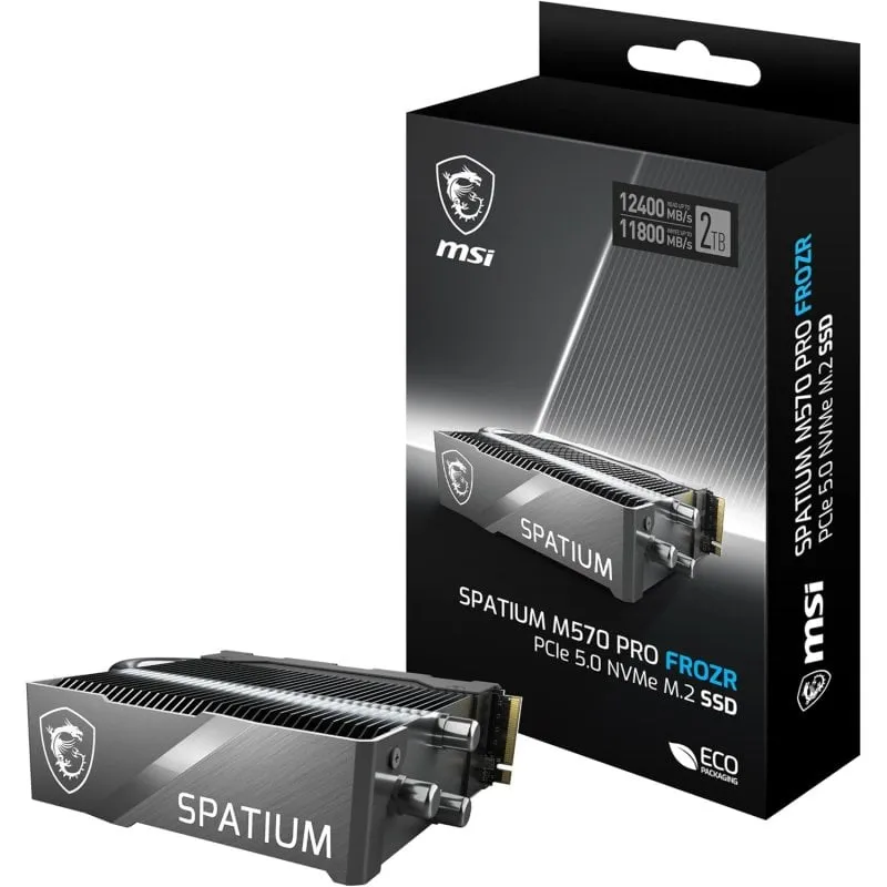 MSI SPATIUM M570 PRO FROZR 2TB SSD 12400MB/s NVMe PCIe 5.0 M.2 Gen5 3D NAND con dissipatore di calore - immagine 1