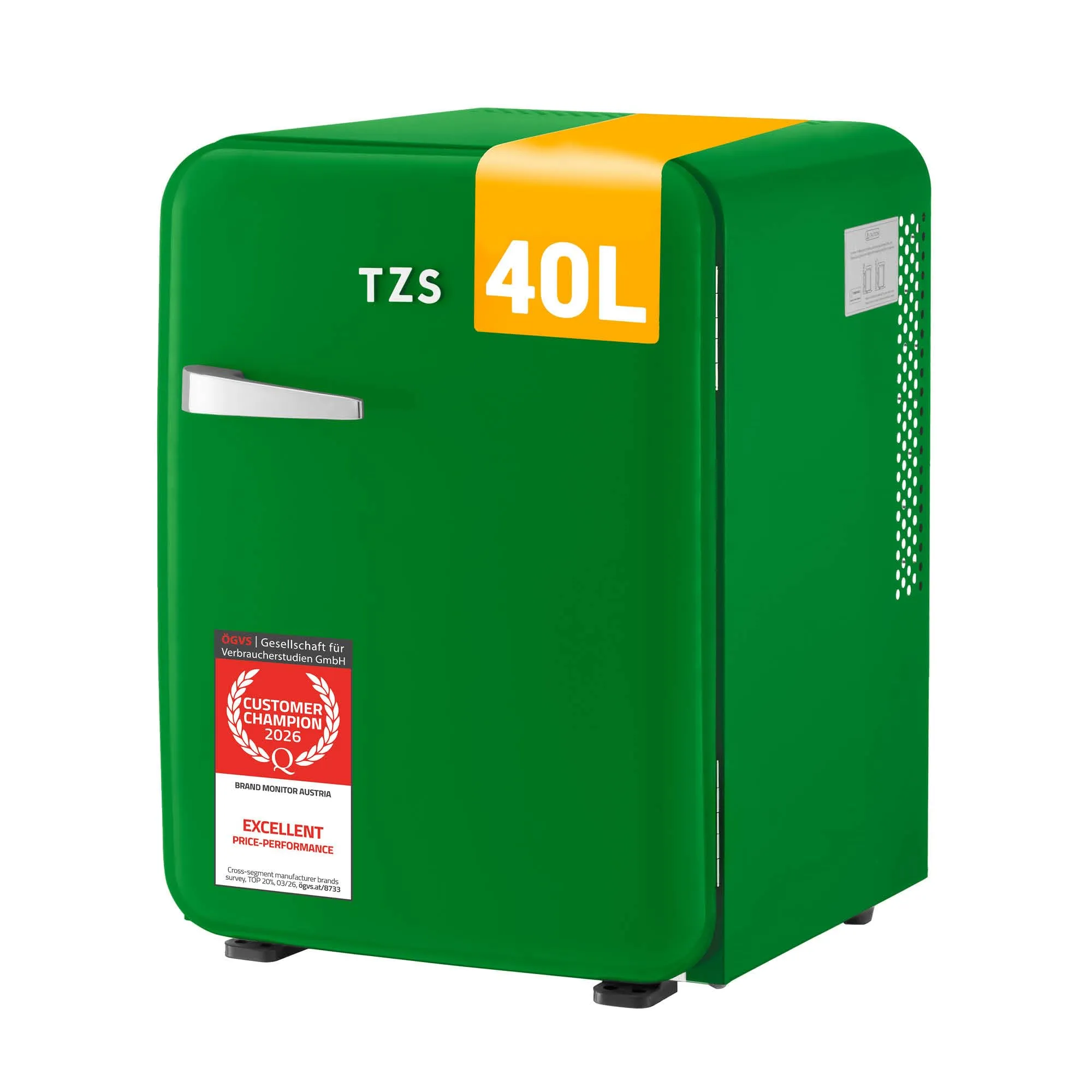 TZS First Austria - Mini Frigo Retro 40L - Silenzioso 22dB - Senza Compressore per Camera e Ufficio - Verde scuro - Frigorifero per Bevande - Design Vintage - immagine 1