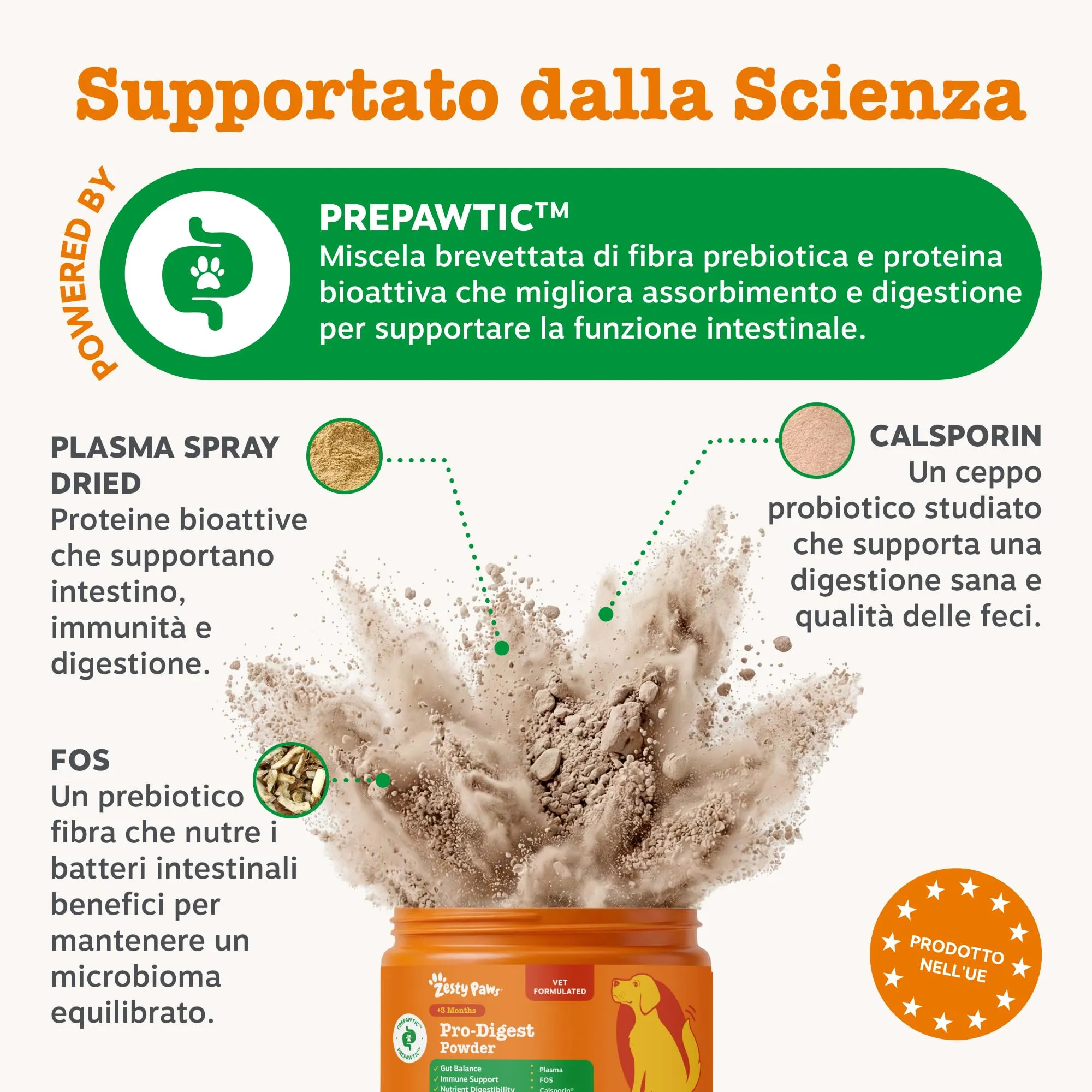 Zesty Paws PRO-Digest Polvere Cani|Naturale Gusto di Maiale | 50 Misurini - immagine 4
