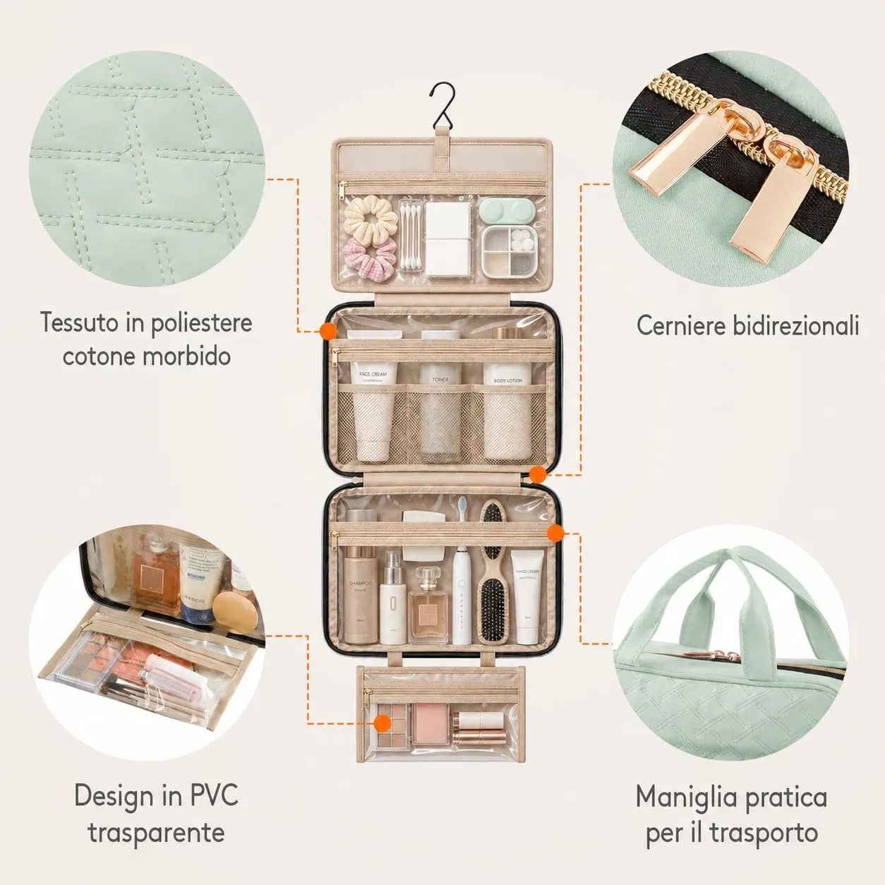 Lifewit Beauty Case da Viaggio Donna/Uomo, Trousse Trucchi Portatile, M/L - immagine 5