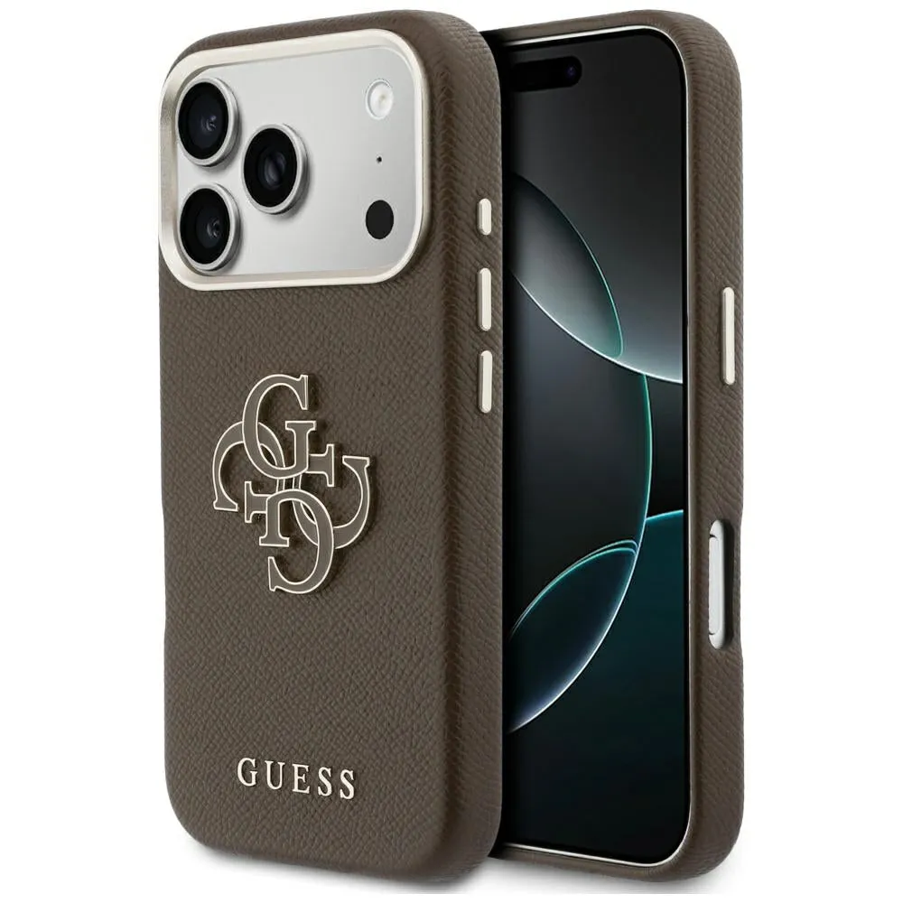 Custodia per Apple iPhone 17 Pro, GUESS, Resin Logo, Marrone - immagine 1