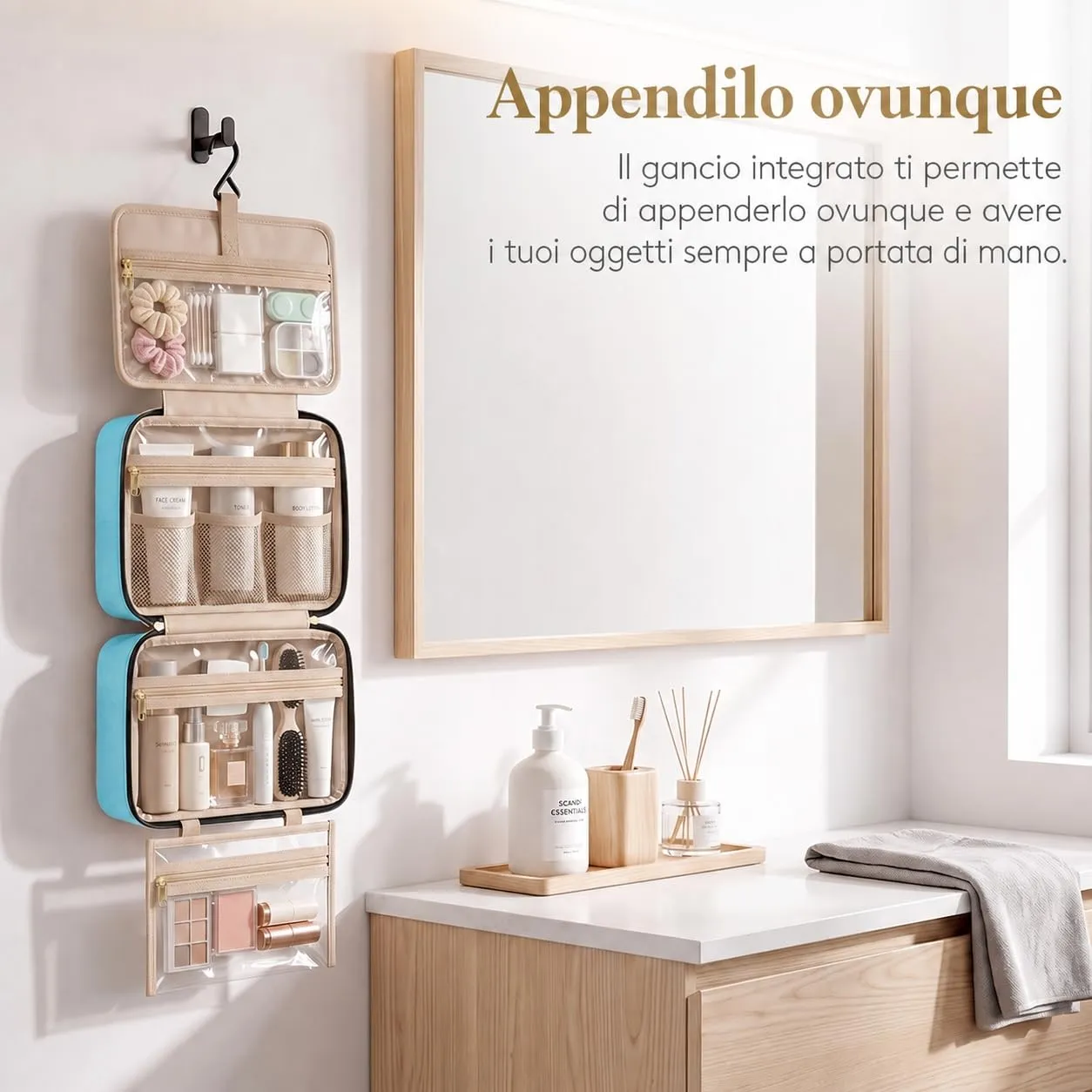 Lifewit Beauty Case da Viaggio Donna/Uomo, Trousse Trucchi Portatile, M/L - immagine 3