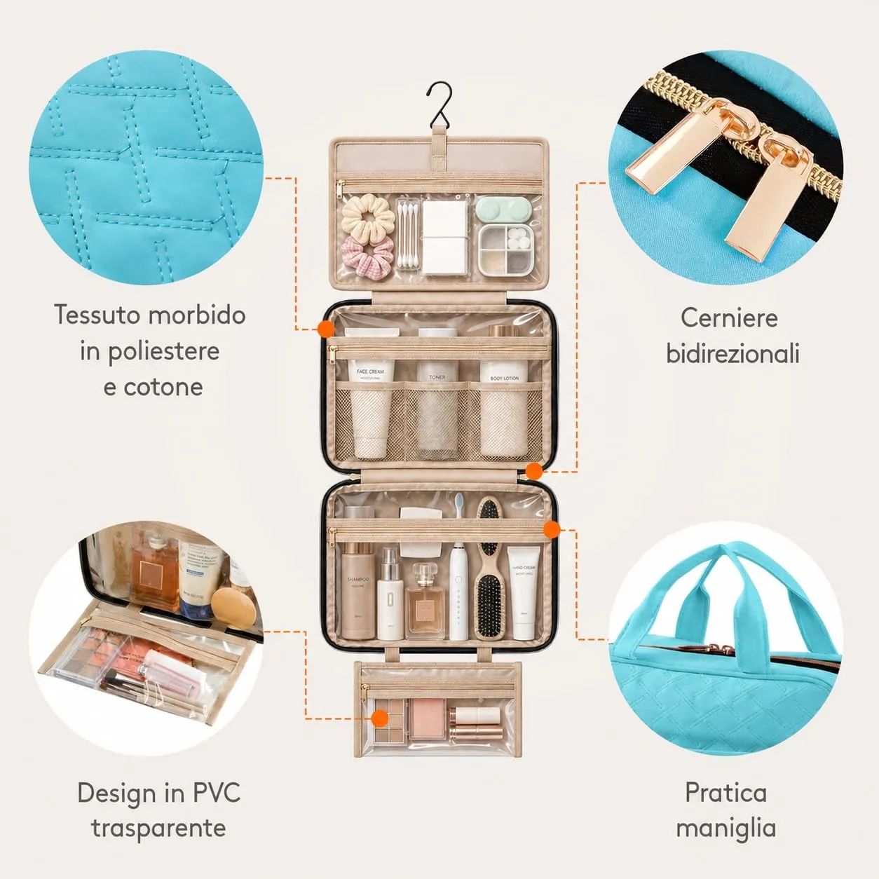 Lifewit Beauty Case da Viaggio Donna/Uomo, Trousse Trucchi Portatile, M/L - immagine 5