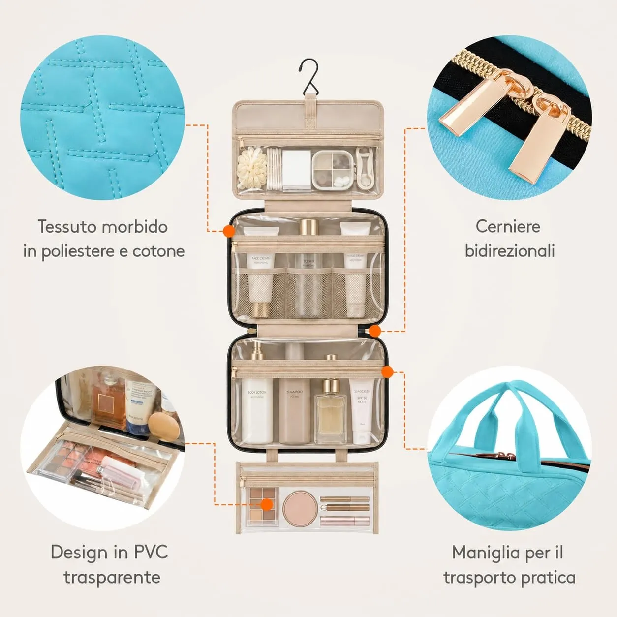 Lifewit Beauty Case da Viaggio Donna/Uomo, Trousse Trucchi Portatile, M/L - immagine 5