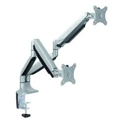 Supporto monitor TV scrivania ( 18 Kg ) VESA 100 x 100 Dual Silver 17 99 1147 - immagine 1