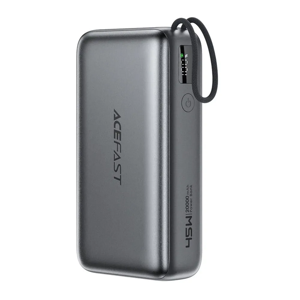 Batteria Esterna Acefast M34, 20000mAh, 45W, QC + PD, 1 x USB-A - 2 x USB-C, Grigio - immagine 1