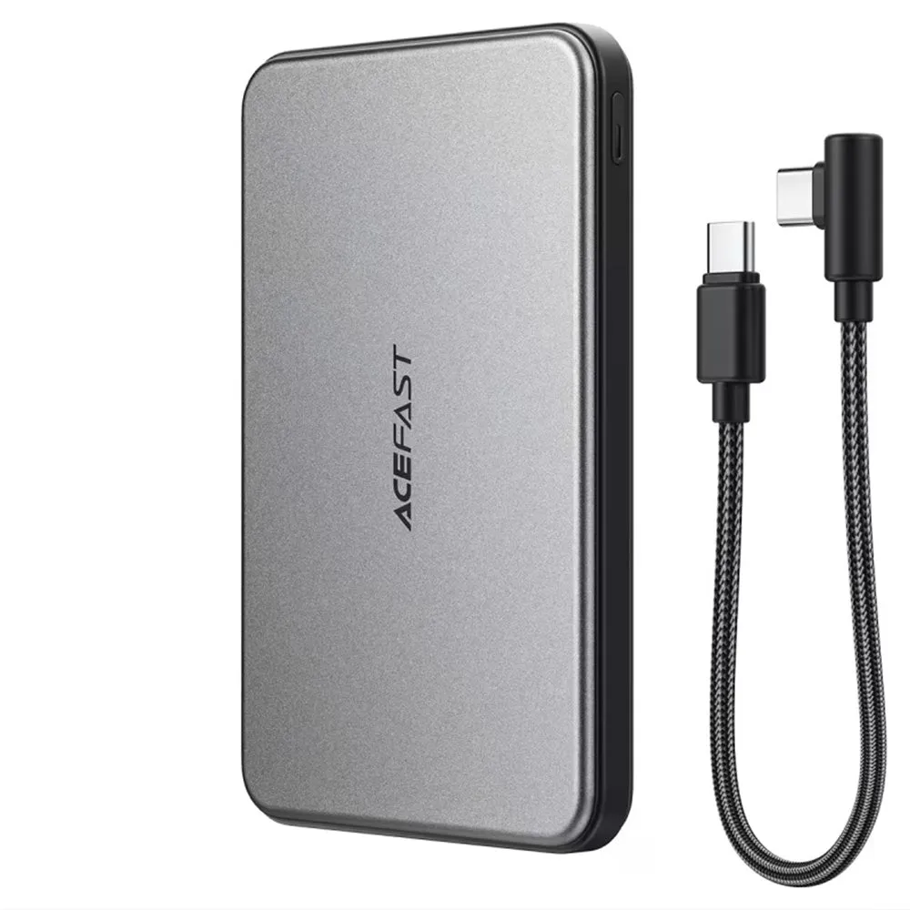 Batteria Esterna Wireless Acefast M30, 5000mAh, 20W, PD + FQI, 1 x QI - 2 x USB-C, Nera - immagine 1