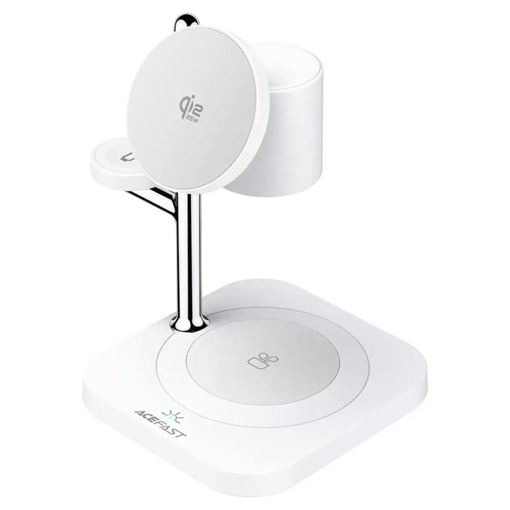 Caricabatterie Wireless Retea Acefast E39 3in1, 32.5W, Bianco - immagine 1