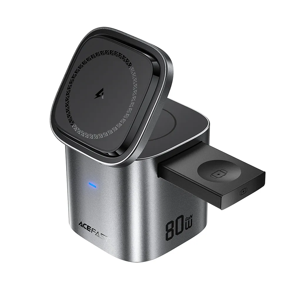 Caricabatterie Stazione Con Cavo USB-C Acefast Z9 QI 6in1, 80W, 1 x USB-C - 1 x USB-A, Nero - immagine 1