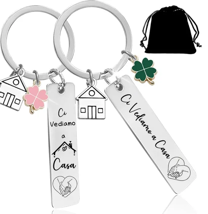 GUOYU Regalo Portachiavi per Coppia,per Proprietario Inaugurazione Dolce Casa Nuova Unisex Portachiavi Ci vediamo a Casa per Coppia Casetta Carina Chiavi regalo di inaugurazione della casa moglie (2) - immagine 1